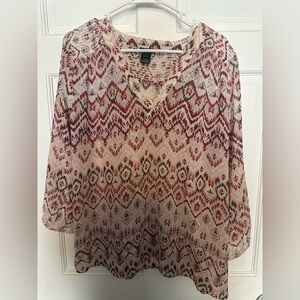 Ann Taylor Boho Patterned Blouse